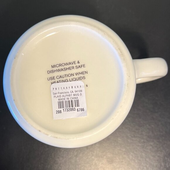 NWT POTTERY BARN Scottish Tartan Plaid Letter “D” Monogram Initial Ceramic Mug - Picture 10 of 11